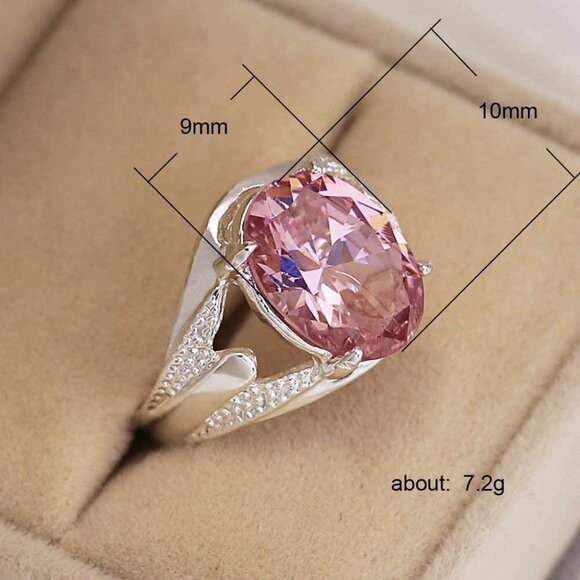 🔥 Oval Light Pink Lovely 925 Silver Ring for Women, VIP104 - Picture 4 of 5